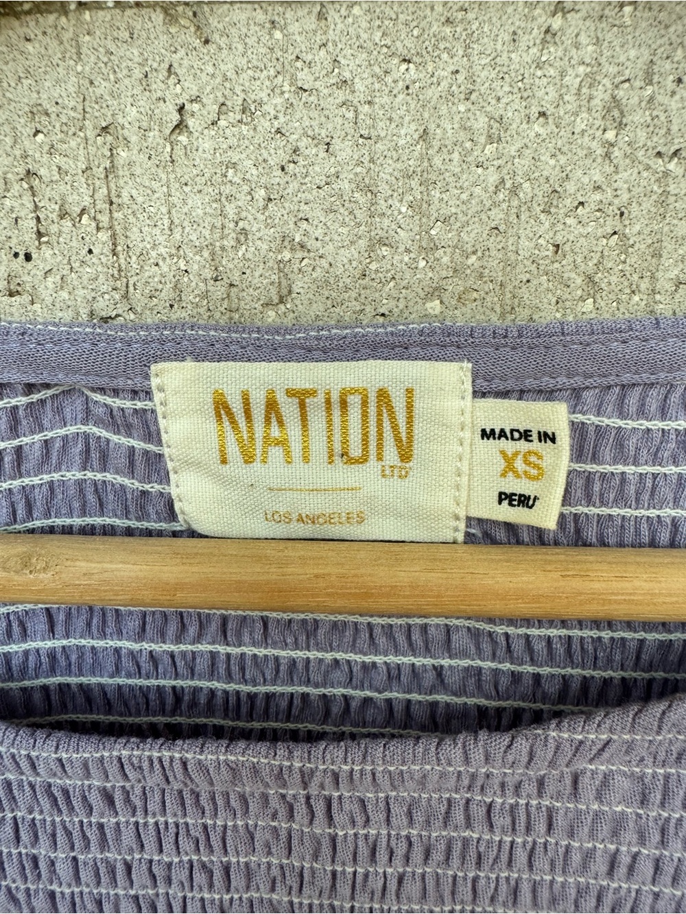 Nation LTD Lavender Puff-Sleeve Smocked Pima Cotton Top XS - Picture 6 of 7